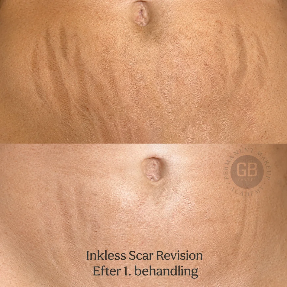 Før og efter Inkless Scar Revision